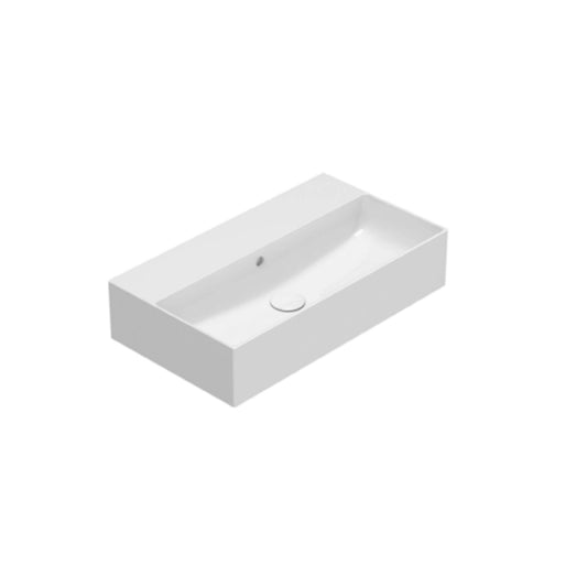 Globo T Edge Lavabo 65x37 senza foro Bianco Lucido IN0660BI in ceramica ambientato su piano bagno con accessori...