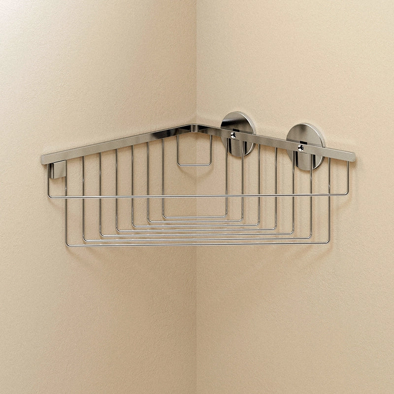 Griglia portasapone angolare cromo Cosmic Duo Round in acciaio inox e lucido installato in bagno moderno con ante in...