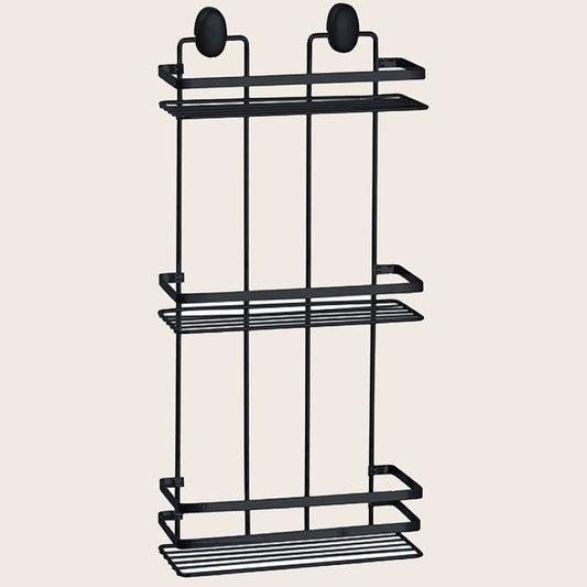 Griglia vasca doccia 3 ripiani in acciaio nero opaco in bagno completo, vista d'insieme dell'ambiente - Exagonshop