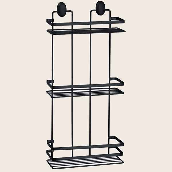 Griglia vasca doccia 3 ripiani in acciaio nero opaco in bagno completo, vista d'insieme dell'ambiente - Exagonshop