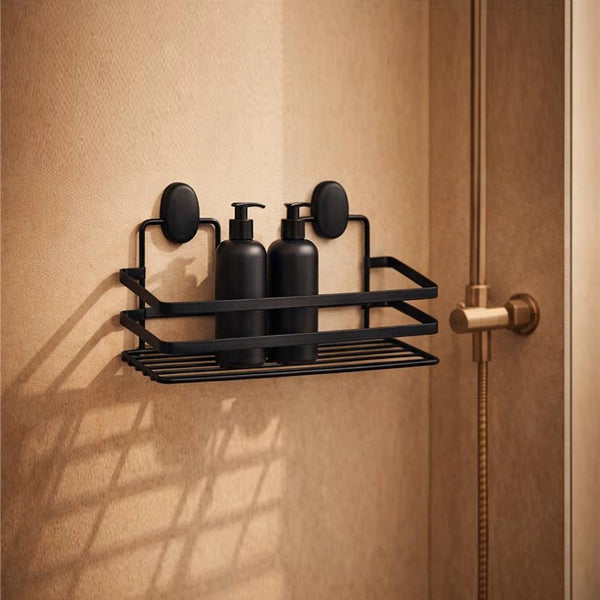 Griglia vasca doccia in acciaio nero opaco installato in bagno moderno con ante in vetro temperato - Exagonshop