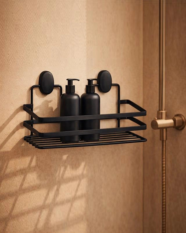 Griglia vasca doccia in acciaio nero opaco installato in bagno moderno con ante in vetro temperato - Exagonshop