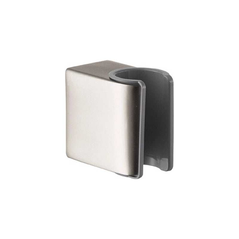 Hansgrohe Axor Steel supporto doccetta in acciaio, dettaglio ravvicinato della finitura e del marchio