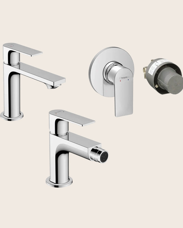 Hansgrohe Rebris E Set miscelatori lavabo e bidet e doccia incasso 1 via con scarico cromo