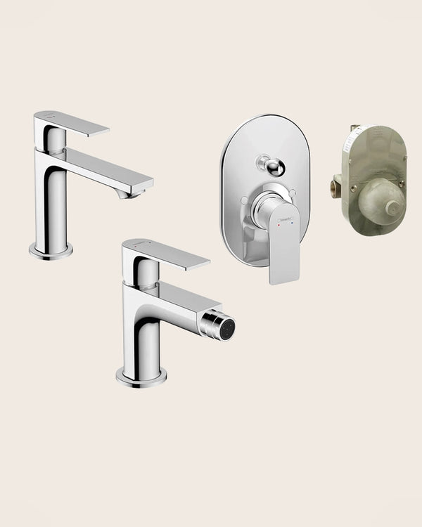 Hansgrohe Rebris E Set miscelatori lavabo e bidet e doccia incasso 2 vie con scarico cromo