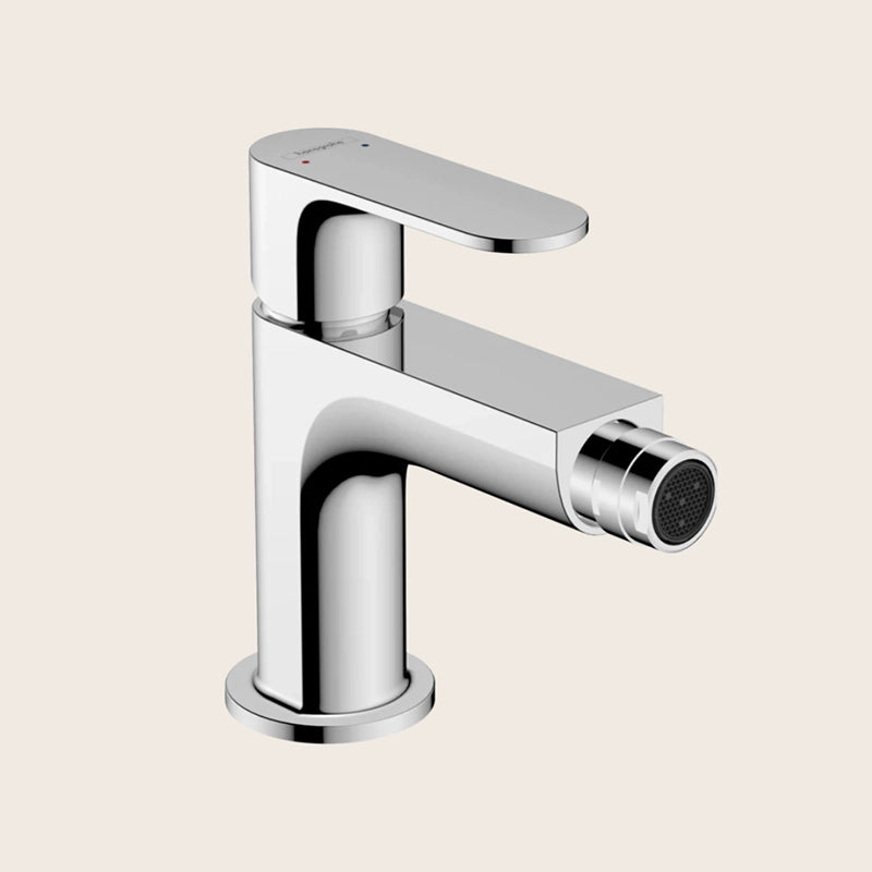 Hansgrohe Rebris S Miscelatore Monocomando Bidet Cromo Con, vista frontale della maniglia e della bocca di erogazione