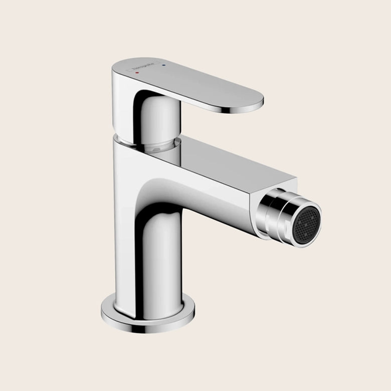 Hansgrohe Rebris S Miscelatore Monocomando Bidet Cromo Con, vista frontale della maniglia e della bocca di erogazione
