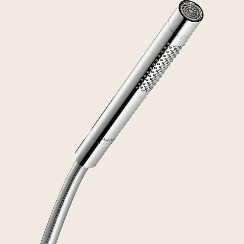 Hansgrohe Starck Doccetta stick Cilindrica a 2 getti Cromo, vista frontale della maniglia e della bocca di erogazione