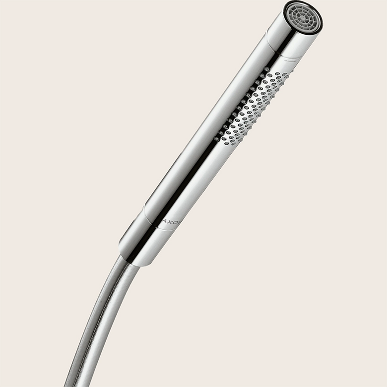 Hansgrohe Starck Doccetta stick Cilindrica a 2 getti Cromo, vista frontale della maniglia e della bocca di erogazione