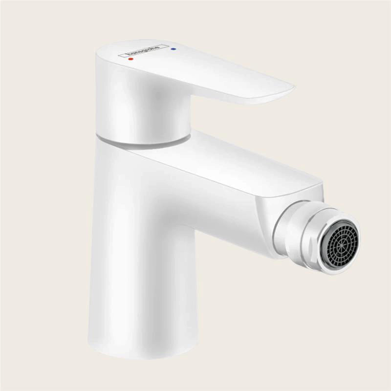 Hansgrohe Talis E Miscelatore Bidet Con Saltarello Bianco Bianco Opaco, vista frontale della maniglia e della bocca di...