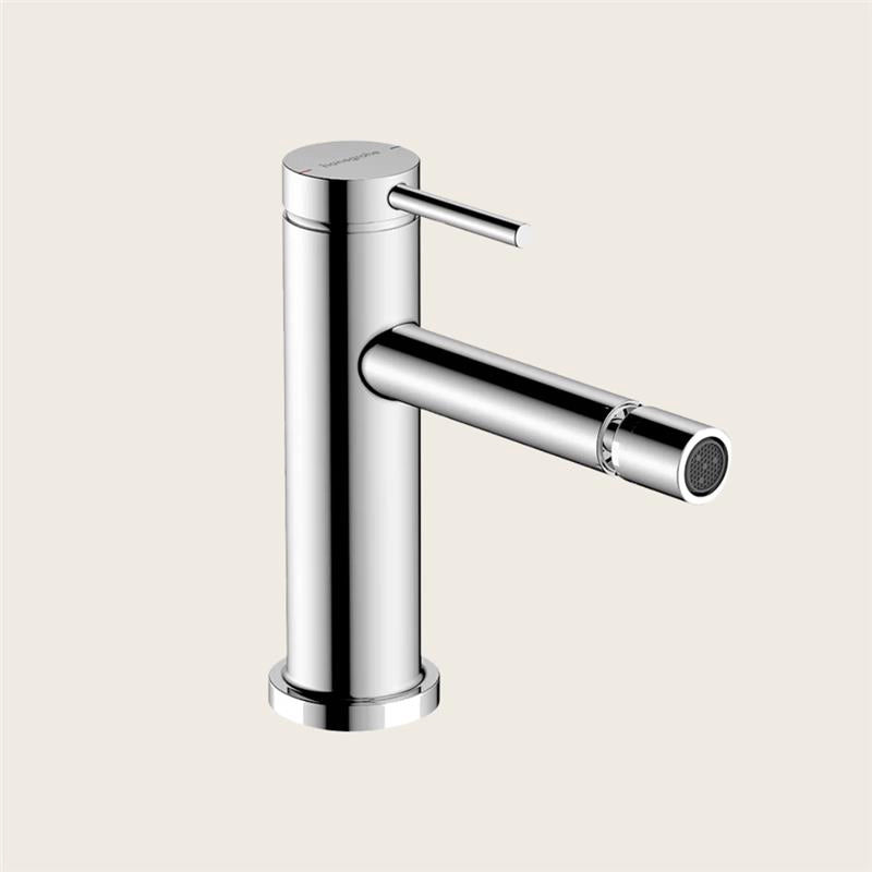 Hansgrohe Tecturis S Miscelatore bidet cromo con salterello, vista frontale della maniglia e della bocca di erogazione