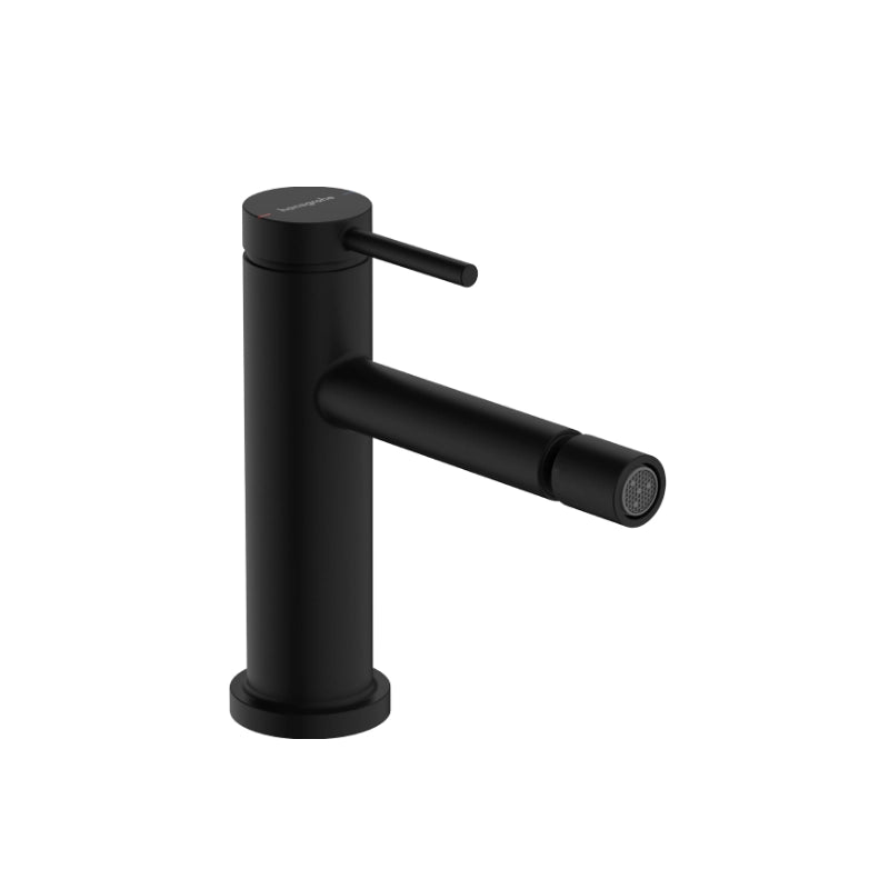 Hansgrohe Tecturis S Miscelatore bidet nero opaco con, dettaglio ravvicinato della finitura e del marchio