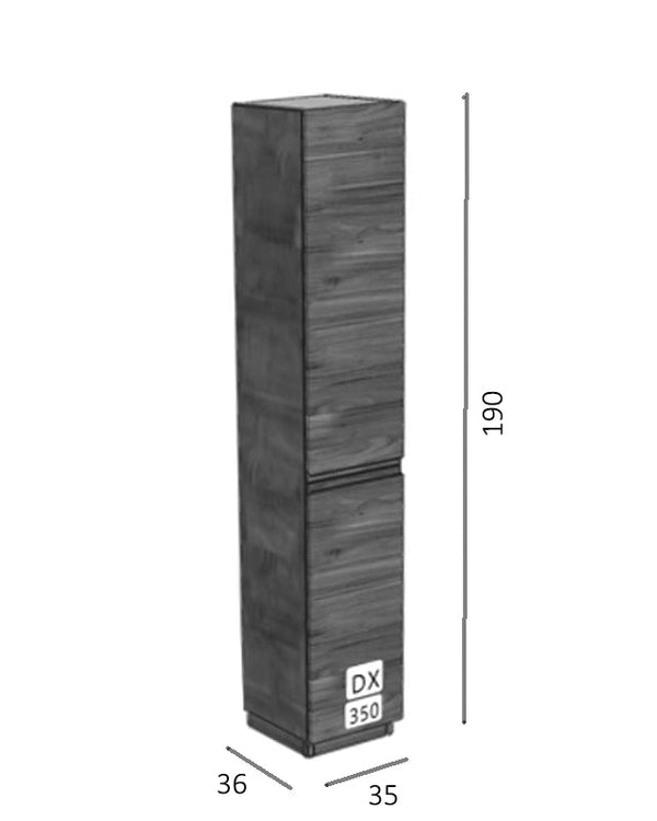 Idea Form-J Colonna 35x190 due ante destra noce, vista dall'alto del piano con lavabo - Exagonshop