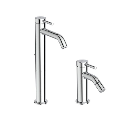 Ideal Standard Ceraline Nuovo Miscelatori lavabo alto con asta e Bidet scarico Click Clack Cromo BD763AA + BD849AA
