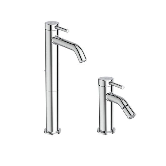Ideal Standard Ceraline Nuovo Miscelatori lavabo alto con asta e Bidet scarico Click Clack Cromo BD763AA + BD849AA