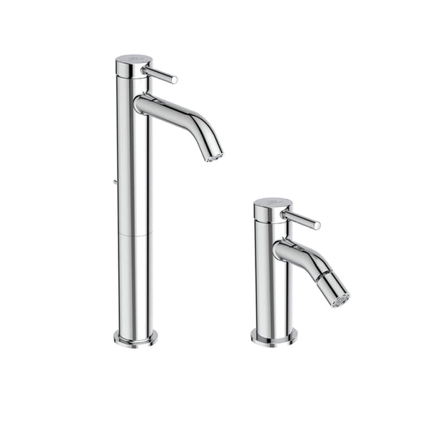 Ideal Standard Ceraline Nuovo Miscelatori lavabo alto con asta e Bidet scarico Click Clack Cromo BD763AA + BD849AA