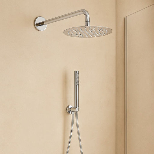 Set soffione doccia 20 cm slim tondo Smart braccio 30 cm e doccetta cromo
