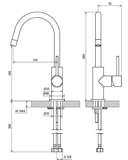Jabil 25 Miscelatore lavabo leva laterale con scarico click clack cromo 73325