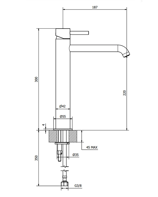 Jabil 35 Miscelatore lavabo alto con scarico click clack cromo 73371