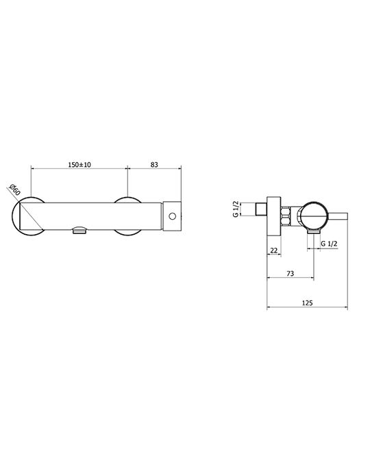 Jabil Miscelatore doccia esterno a muro cromo 73212