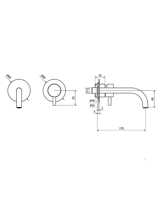Jabil Miscelatore lavabo a parete bocca 165 mm scarico click clack cromo 73318E
