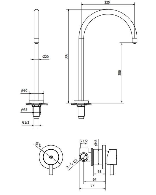 Jabil Miscelatore lavabo con controllo remoto a parete cromo 73386