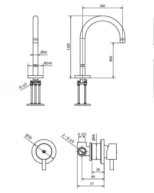 Jabil Miscelatore lavabo da pavimento con controllo remoto a muro cromo 73380