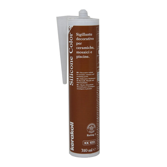 Kerakoll Silicone Color KK 103 terracotta sigillante in naturale montato a parete, vista del design e della finitura