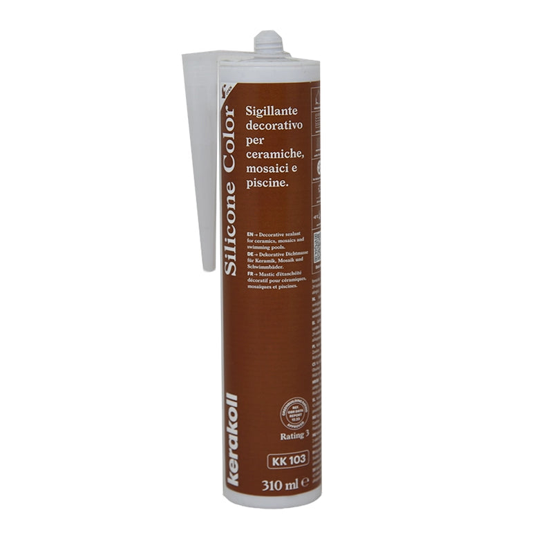 Kerakoll Silicone Color KK 103 terracotta sigillante in naturale montato a parete, vista del design e della finitura