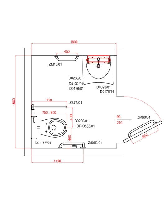 Kit bagno a norma disabili 11 pz KIT-11/01