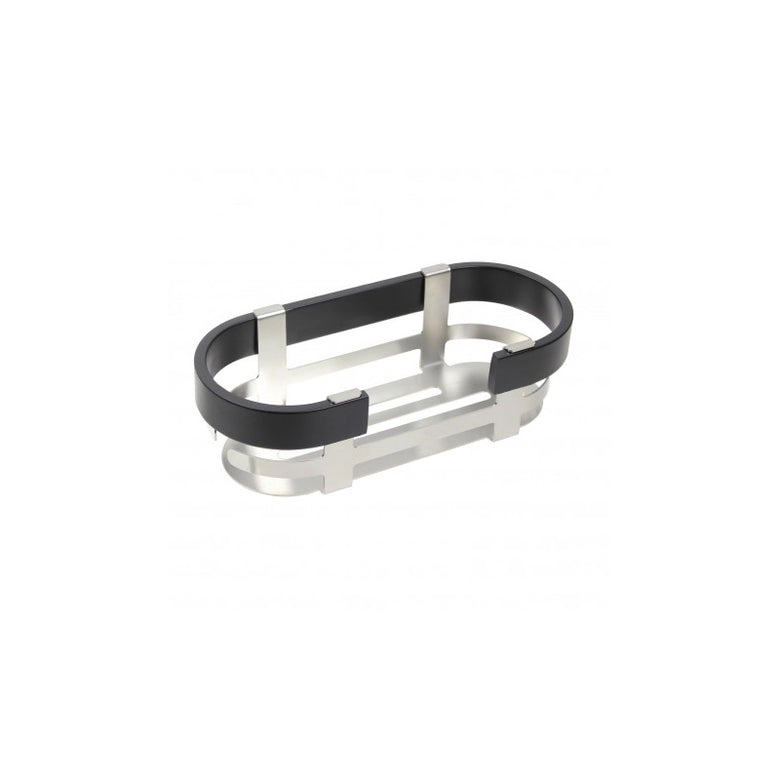 Koh-i-noor Materia Cestino doccia ad incollo nero 6019N in alluminio installato in bagno moderno con ante in vetro...