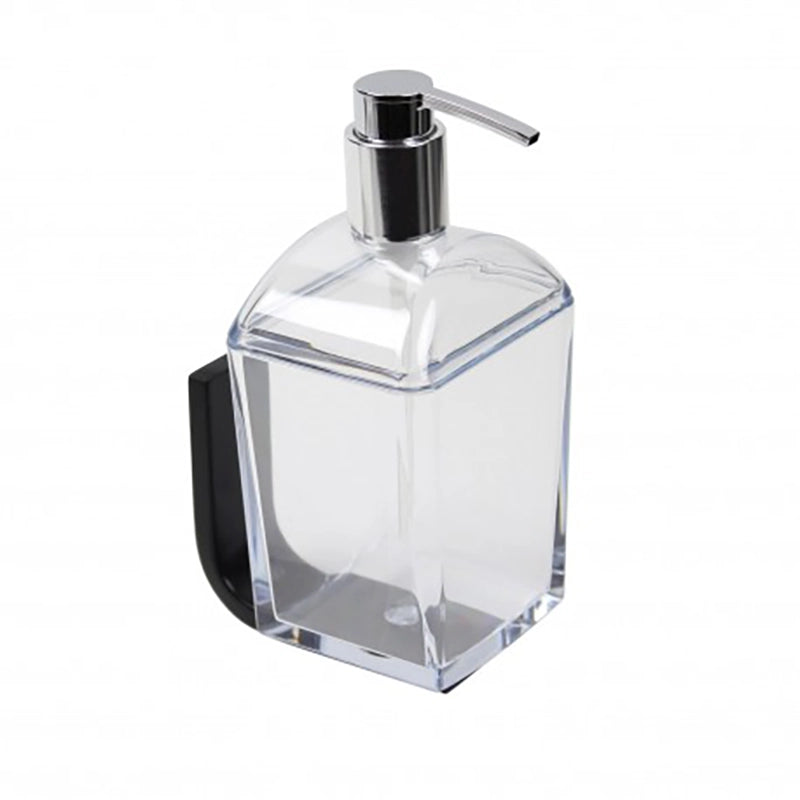 Koh-i-noor Materia Dispenser sapone ad incollo nero 6014N in alluminio montato a parete, vista del design e della...