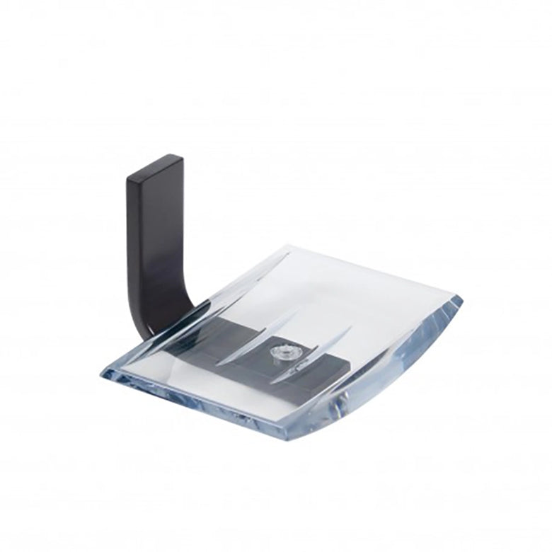 Koh-i-noor Materia portasapone ad incollo nero 6017N in alluminio e resina montato a parete, vista del design e della...