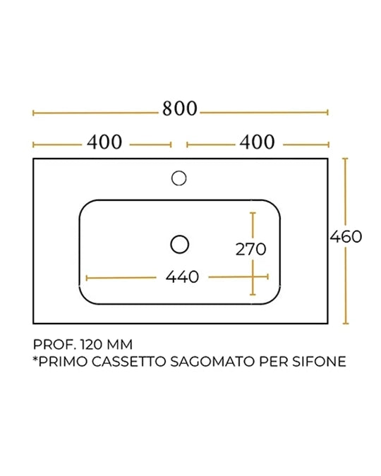 Mobile bagno 80x46 salvia Prato con lavabo in ceramica bianco lucido