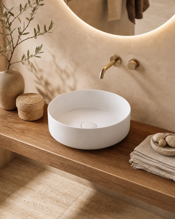 Lavabo 35,5 cm Roma tondo da appoggio bianco opaco