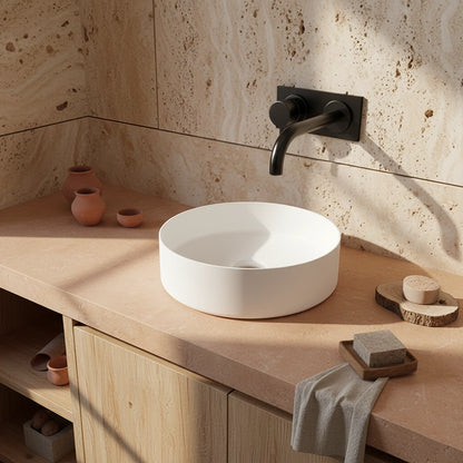 Lavabo 36 cm da appoggio Torino solid surface bianco opaco