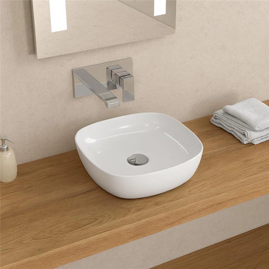 Lavabo 37x37 Da Appoggio In Porcellana Bianco New Line Quadro