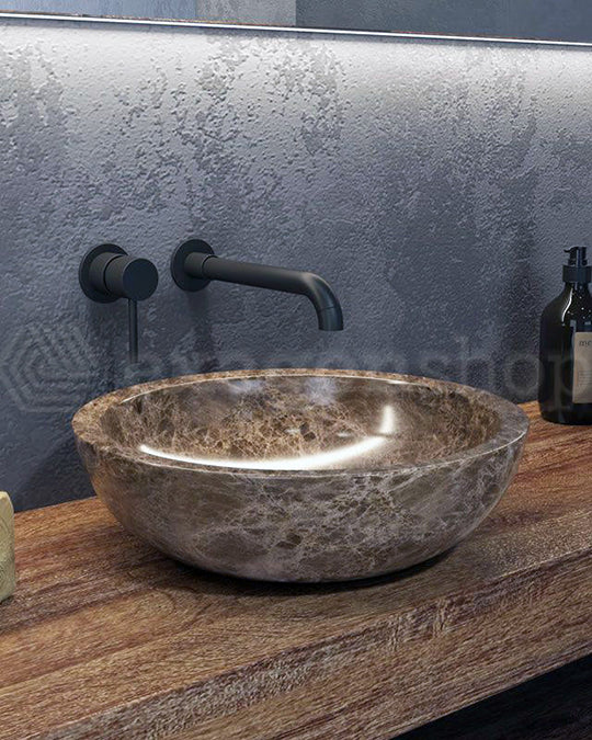 Lavabo 40 cm Da Appoggio In pietra naturale grigia New Line Stone Mirror