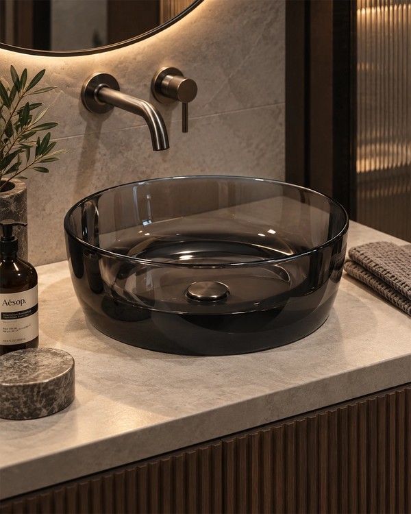 Lavabo 40 cm ciotola da appoggio Ischia in resina nero