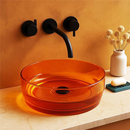 Lavabo 40 cm da appoggio Ischia in resina ambra