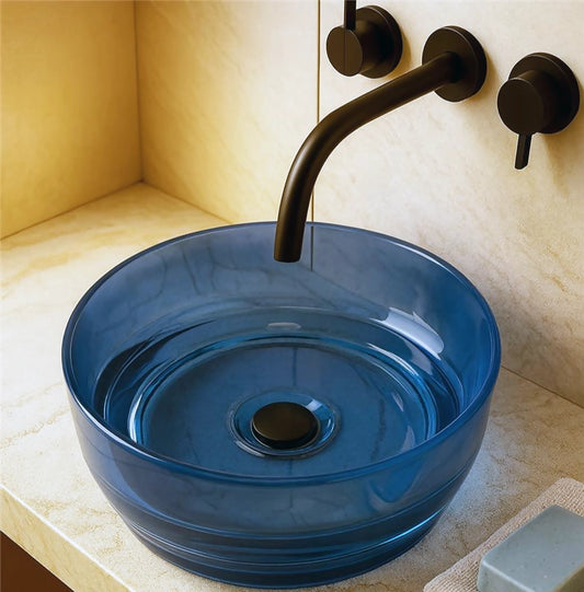 Lavabo 40 cm da appoggio Ischia in resina blu