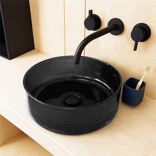 Lavabo 40 cm da appoggio Ischia in resina nero