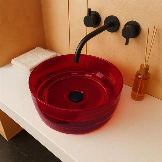 Lavabo 40 cm da appoggio Ischia in resina rosso