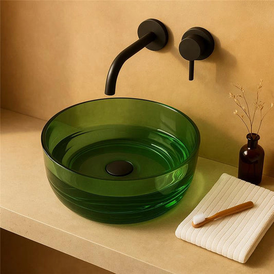 Lavabo 40 cm da appoggio Ischia in resina verde