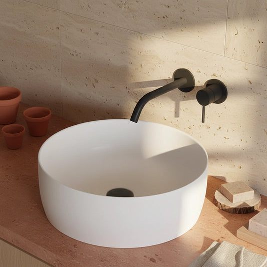 Lavabo 40 cm da appoggio Torino solid surface bianco opaco