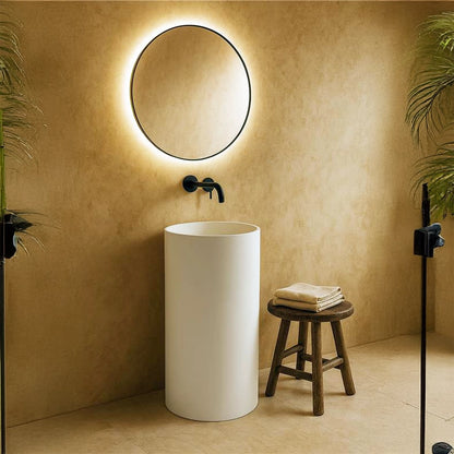 Lavabo 40 cm freestanding Trento in solid surface bianco opaco