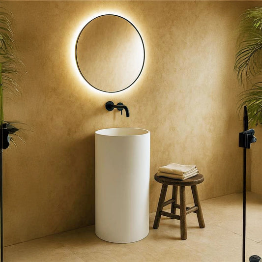 Lavabo 40 cm freestanding Trento in solid surface bianco opaco