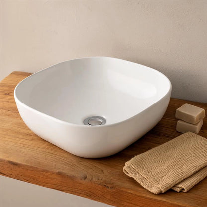 Lavabo 41,5x41,5 da appoggio ciotola in ceramica Bianco Lucido