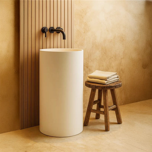 Lavabo 45 cm freestanding Trento in solid surface bianco opaco