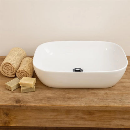 Lavabo 46x32 ciotola da appoggio in ceramica Bianco Lucido